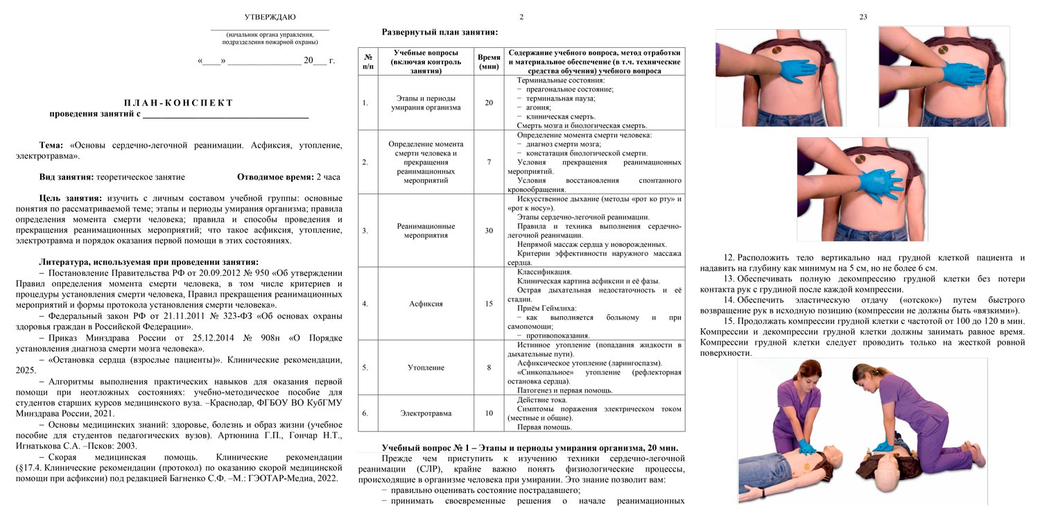 План-конспект: Основы сердечно-легочной реанимации. Асфиксия, утопление, электротравма (33 стр.)