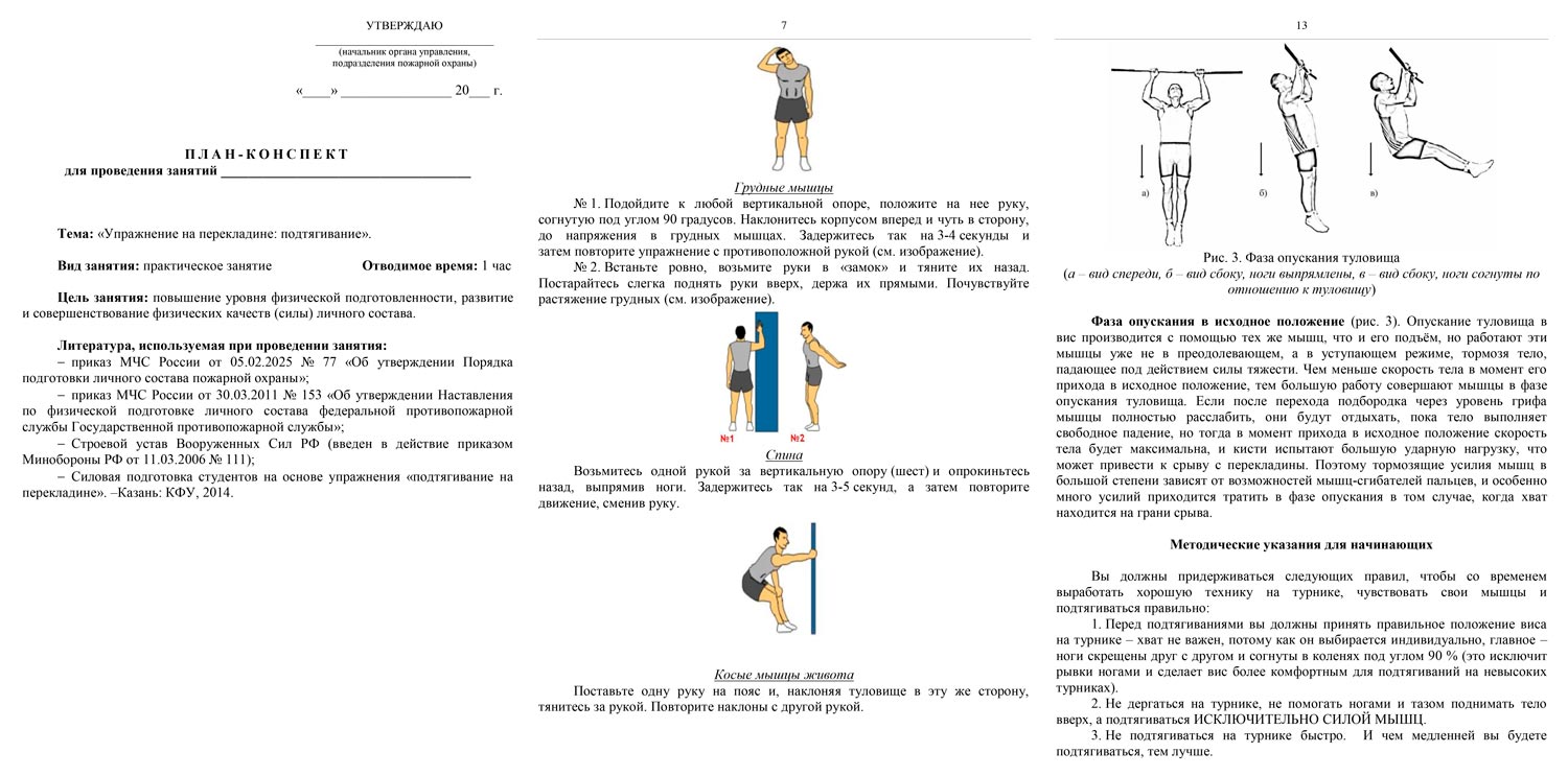 План-конспект: Подтягивание на перекладине (15 стр.)