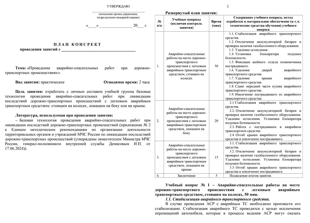 План-конспект (практика): Проведение АСР при ДТП