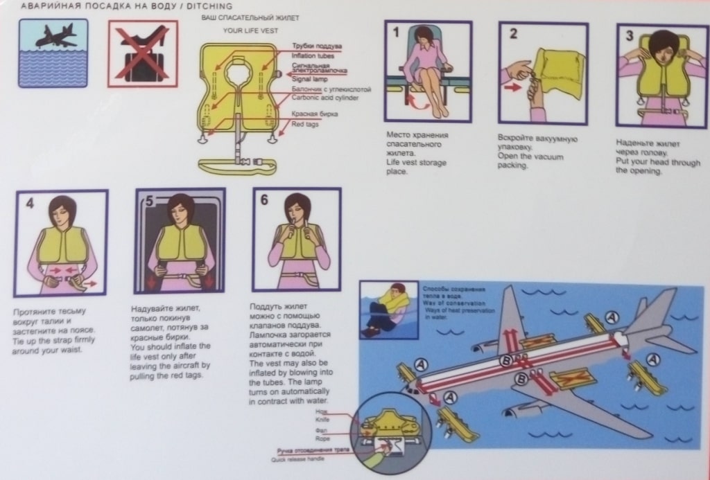 Действия пассажира при аварийной посадке самолета на воду
