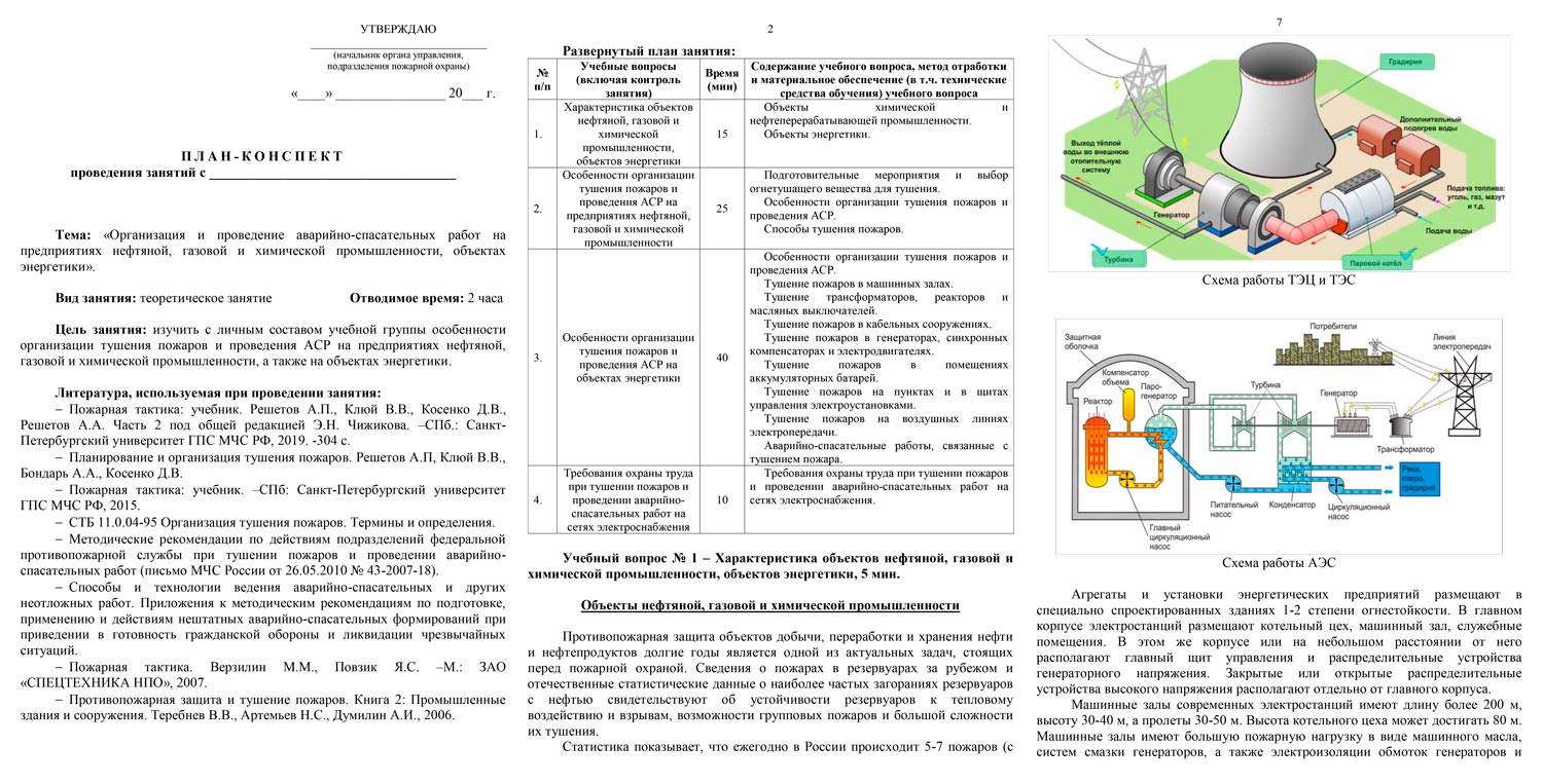 План-конспект: Организация и проведение АСР на предприятиях нефтяной, газовой и химической промышленности, объектах энергетики (35 стр.)
