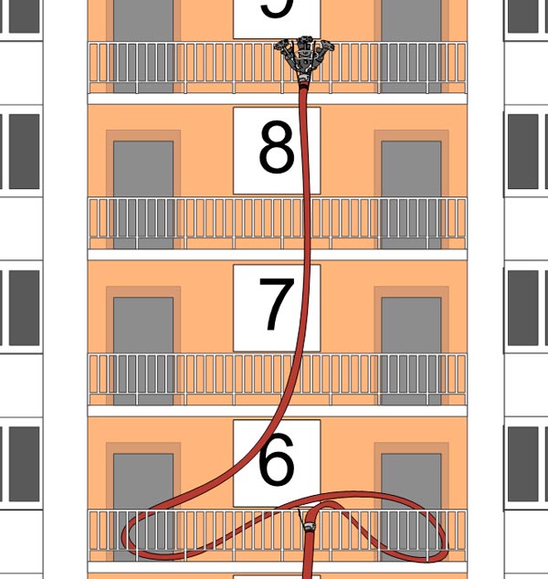 Прокладка магистральной рукавной линии на 9 этаж