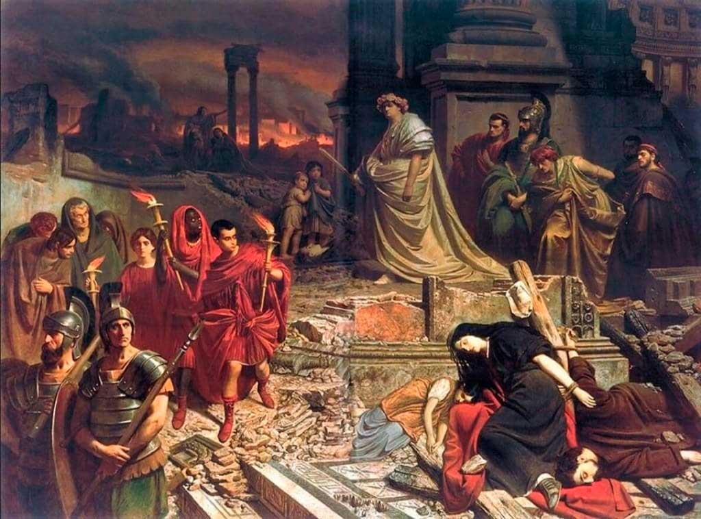 Нерон смотрит на горящий Рим