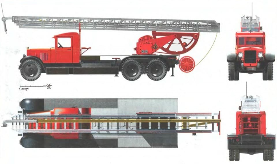 Пожарная автолестница К-30 на шасси ЗиС-6