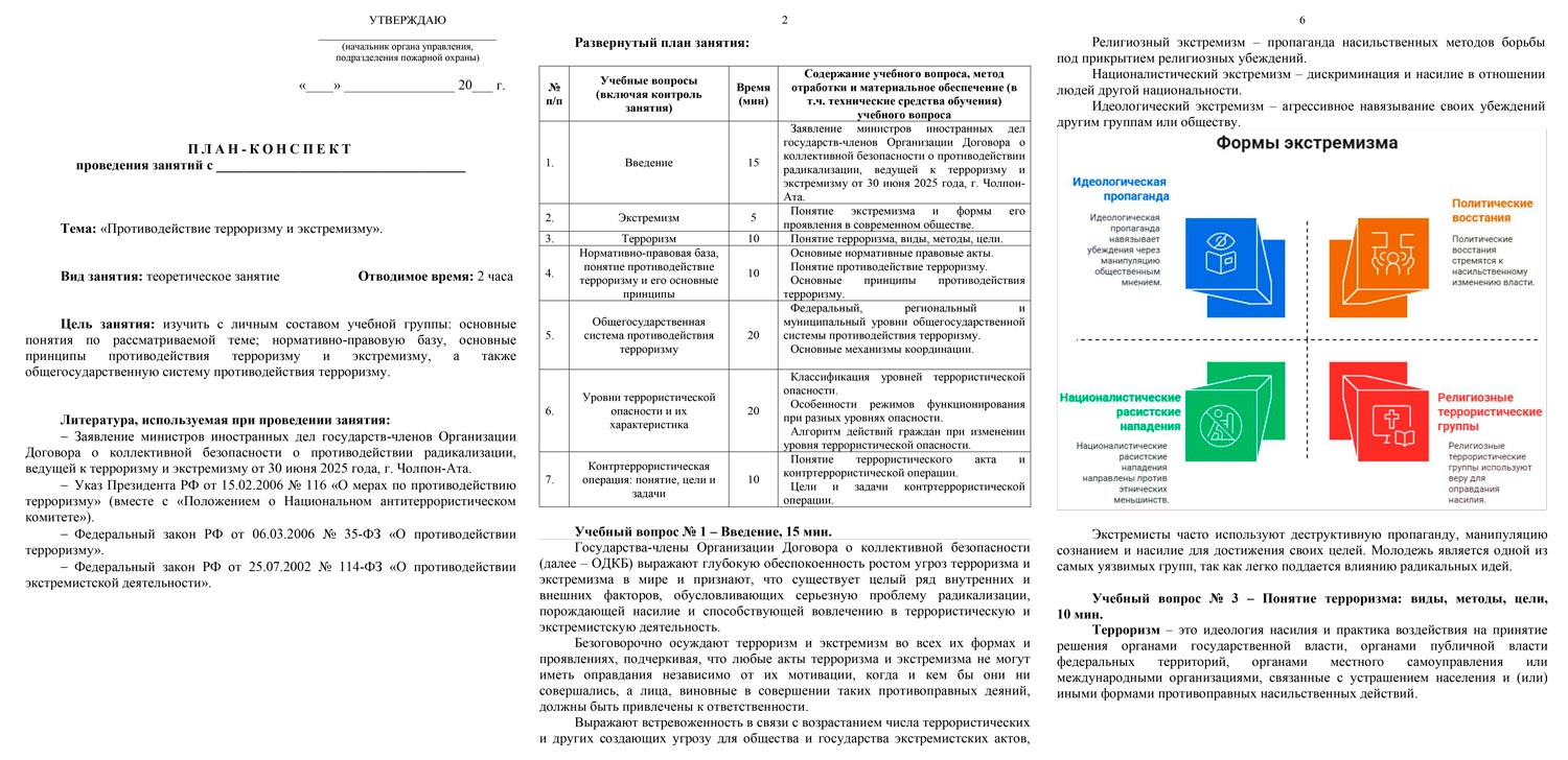 План-конспект: Противодействие терроризму и экстремизму (17 стр.)