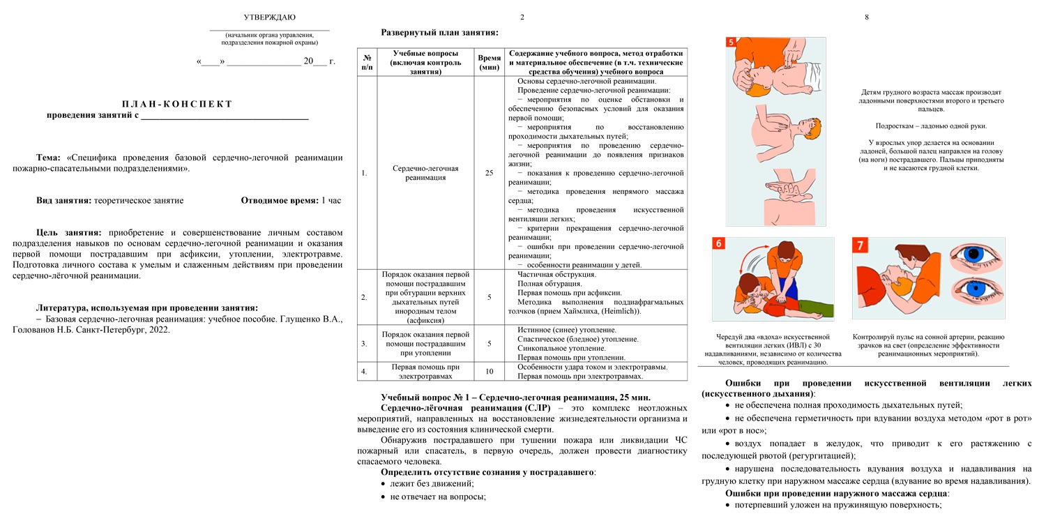 План-конспект: Специфика проведения базовой СЛР пожарно-спасательными подразделениями (16 стр.)